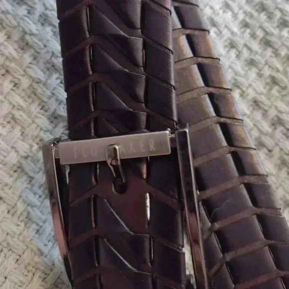NWT Ted Baker London Chocolate Wicker Leather S/M Woven Leather Hip Belt - Picture 2 of 7